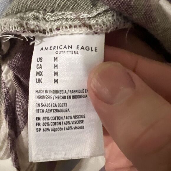 American Eagle Oversized Flannel Shirt Womens Sz M Untuck‎ Fit Comfy - Picture 4 of 6